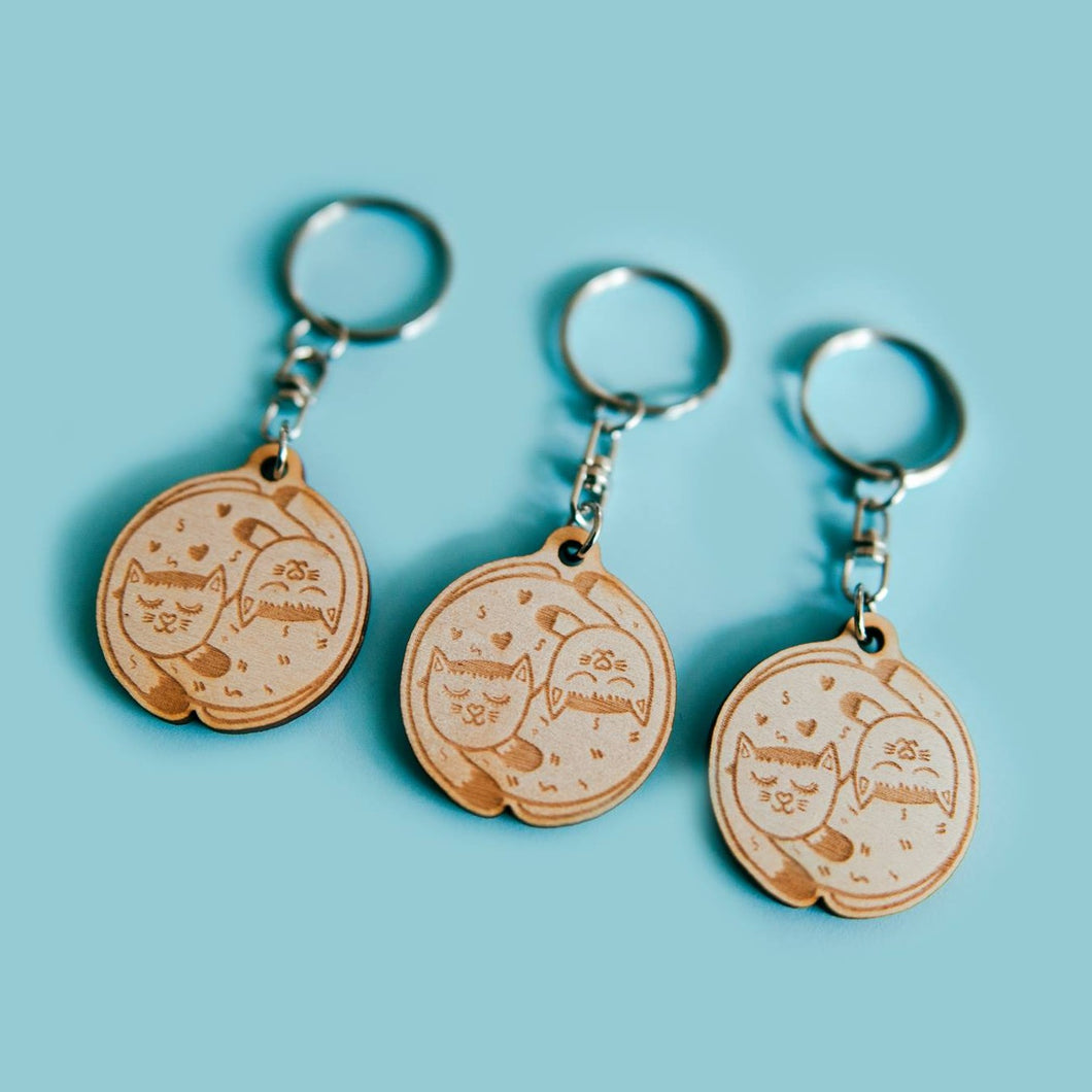 yin & yang poezen sleutelhanger
